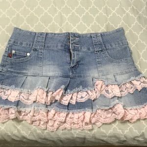 Jean and lace skirt